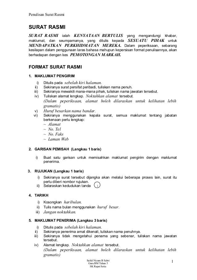 Surat Rasmi Template - Blog Mesra e
