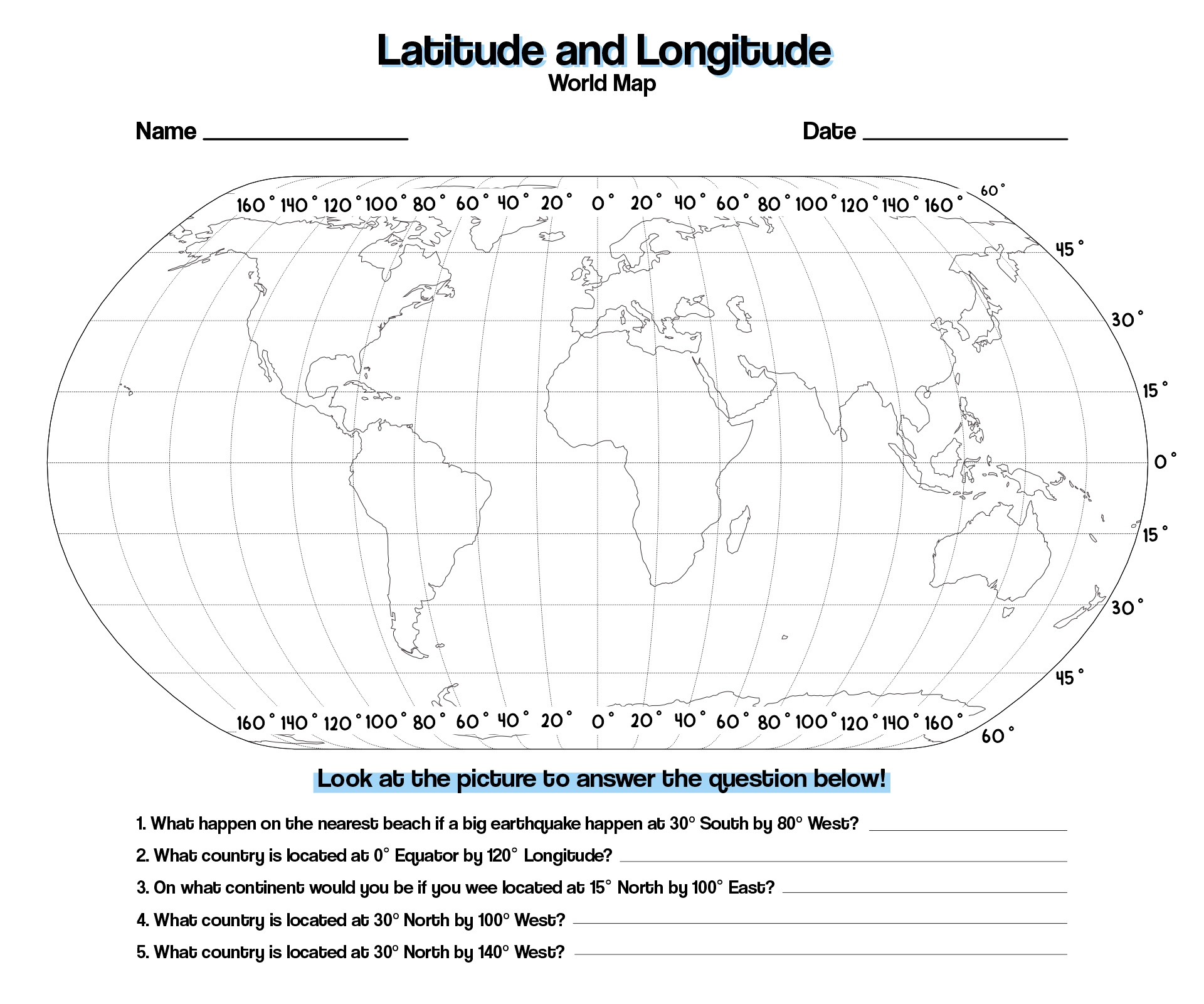 26 World Map With Latitude And Longitude Worksheet Free Worksheet Spreadsheet