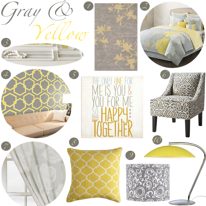 This fun bedroom uses orange, yellow, green, and blue to create a cohesive and trendy design. Gray And Yellow Bedroom Decor