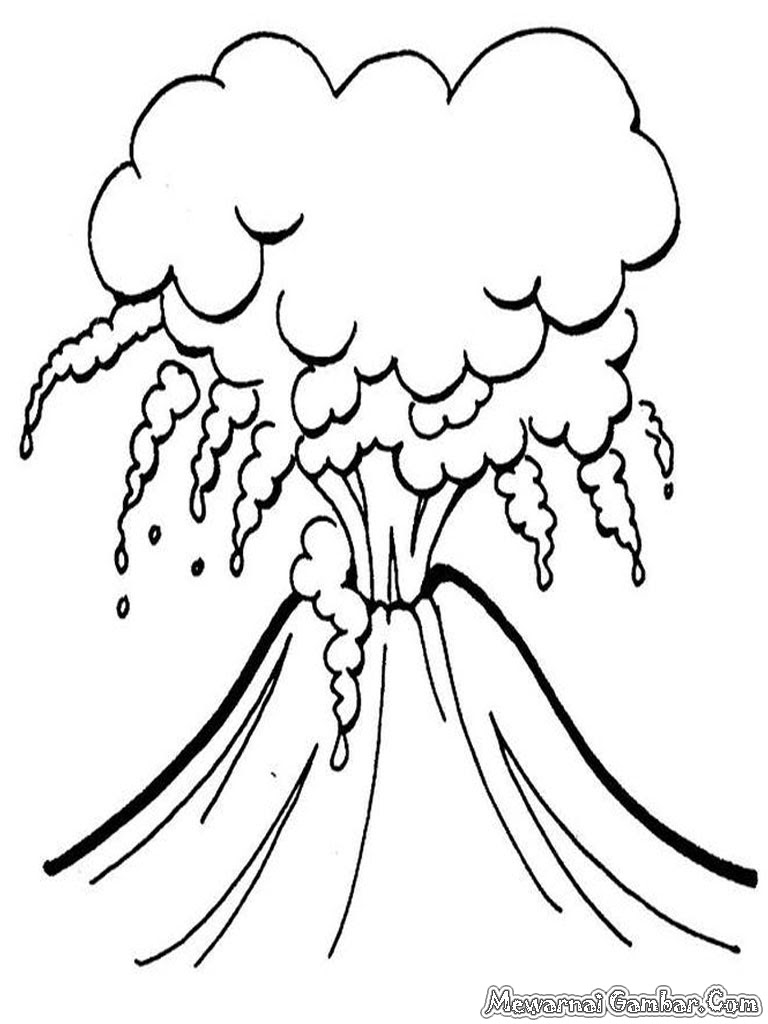 Sketsa Gambar Gunung Meletus Sobsketsa