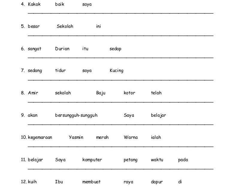 Soalan Latih Tubi Bahasa Melayu Tahun 1 - Selangor k