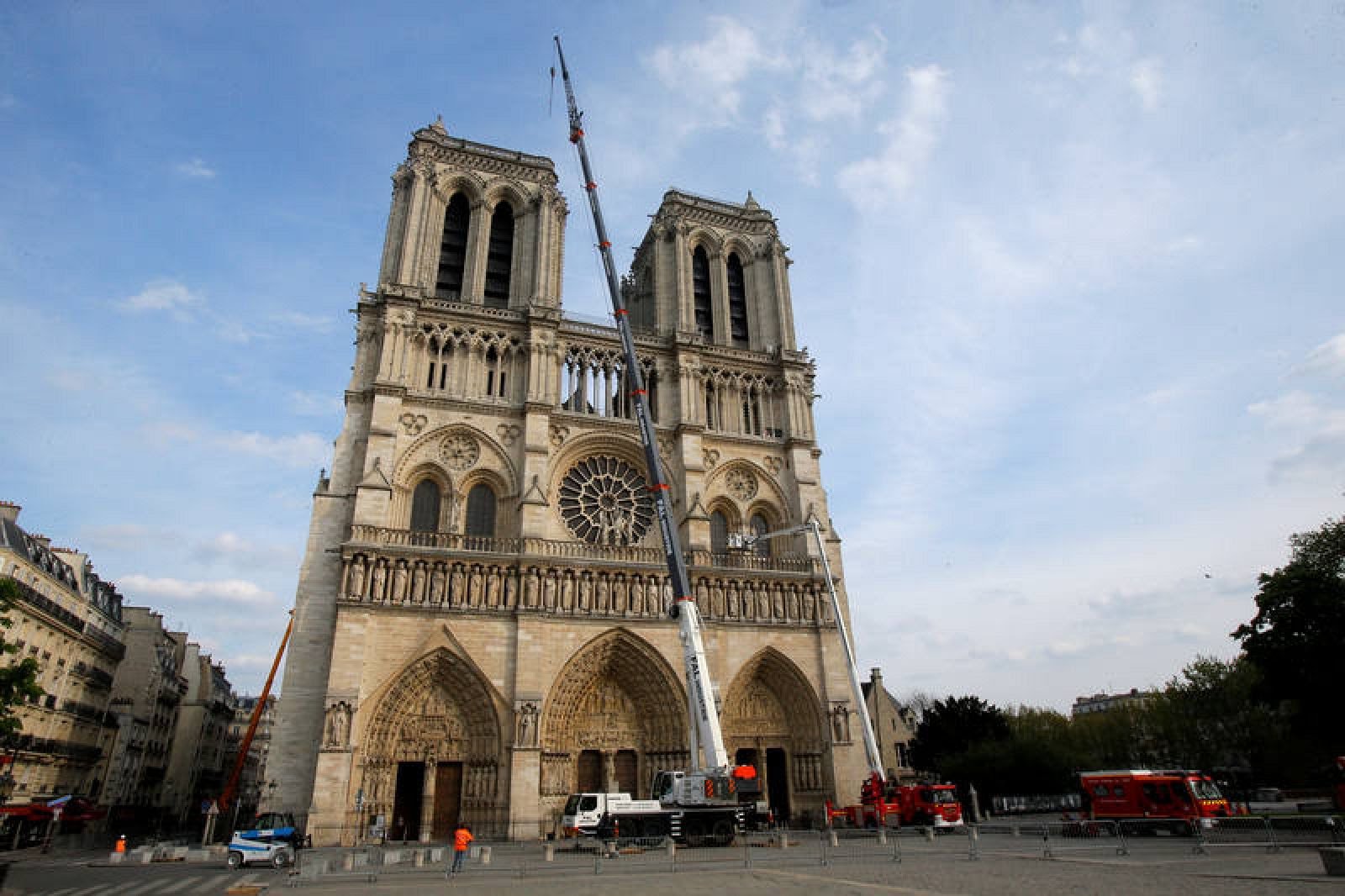 Notre Dame cathedral is pictured after a ceremony at the Paris City Town Hall, in Paris