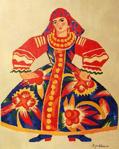 Картина для балета Золотой петушок (Женщина в платье). 1914-1919 (399x502, 315Kb)