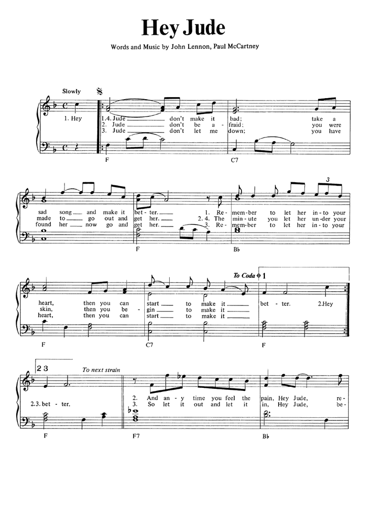 The beatles were the most influential popular music group of the rock era. Hey Jude The Beatles Piano Sheet Music Easy Sheet Music