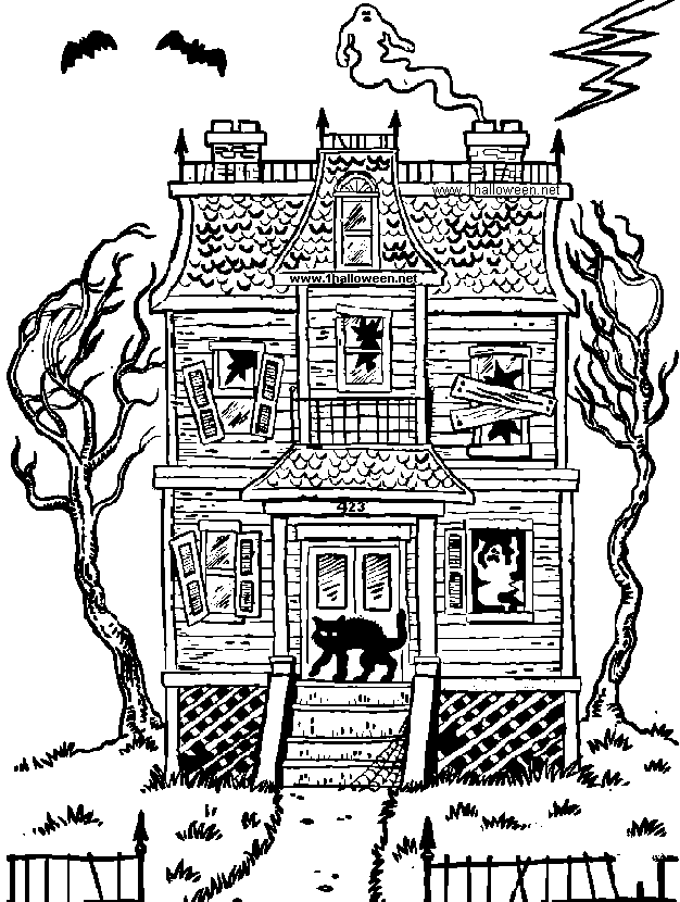 Vector coloring pages with colored example haunted house. Free Cartoon Haunted House Coloring Page Download Free Cartoon Haunted House Coloring Page Png Images Free Cliparts On Clipart Library