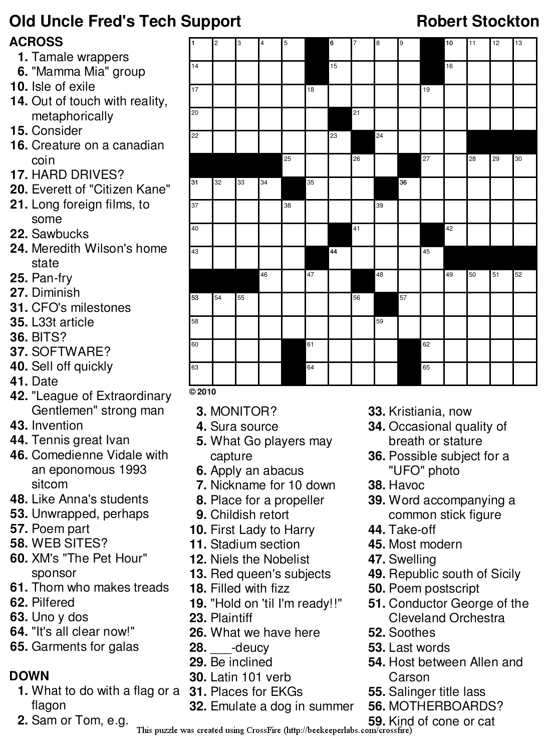 Easy printable crossword puzzles are great for those who think crossword puzzles are too hard, or those who are new to solving crosswords. Beekeeper Crosswords