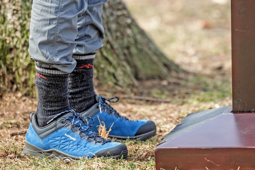 Person, outdoors, shoes, socks, boots, tree, ground