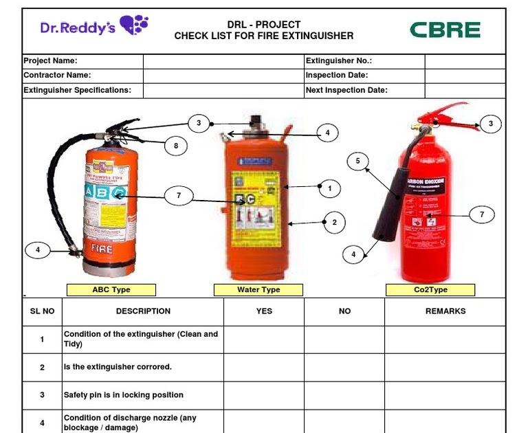 Fire Extinguisher Daily Check List Pdf - Fire Extinguisher ...