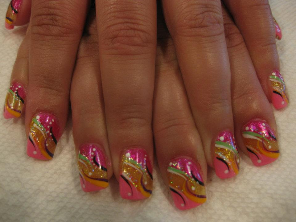 Beautiful pink nail art designs with tutorials pink and green nail design. Pink And Gold Spumoni Nail Art Designs By Top Nails Clarksville Tn Top Nails