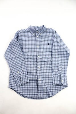 Promo Offer Ralph Lauren Boys Blue White Plaid Checkered Button Down Shirt Size 7