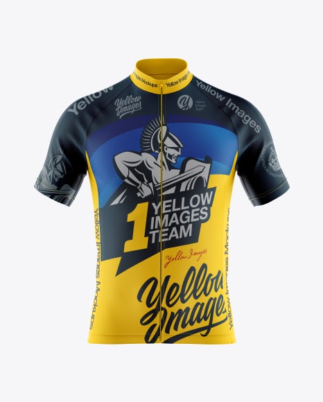 Men s Full Zip Cycling  Jersey  Mockup  Front View PSD 