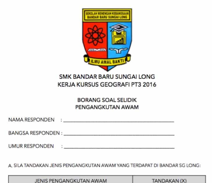 Contoh Borang Soal Selidik Kegiatan Ekonomi Tradisional ...