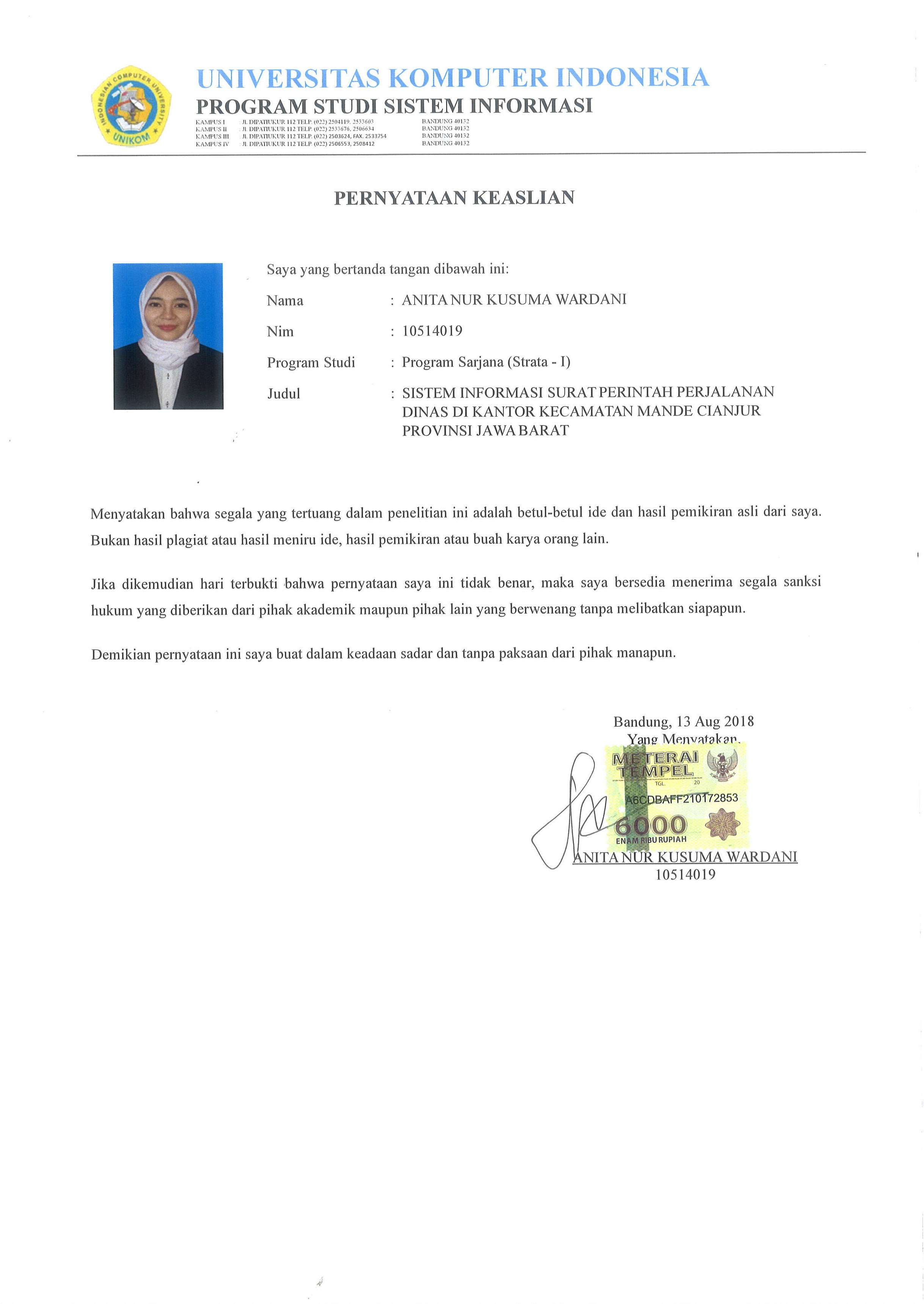 Contoh surat dinas pemerintah kabupaten dan universitas. Lokasi Sistem Informasi Surat Perintah Perjalanan Dinas Di Kantor Kecamatan Mande Cianjur Provinsi Jawa Barat