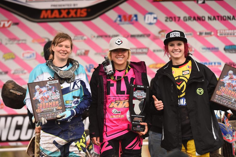 Bike WXC Podium: (3) Rachel Gutish, (1) Becca Sheets, (2) Brooke Cosner.