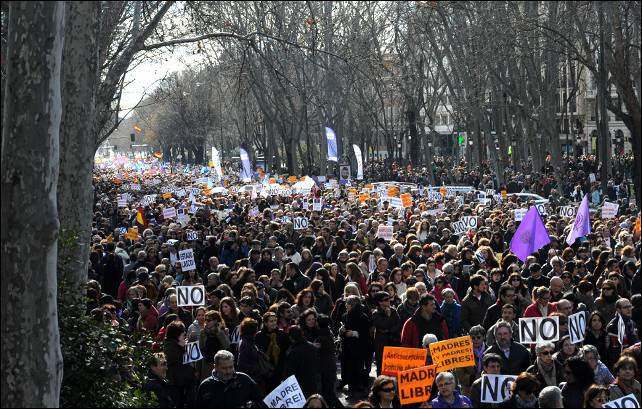 La marcha a su paso por el Paseo del Prado.