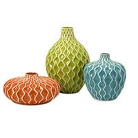 Colorful set of three ceramic vases