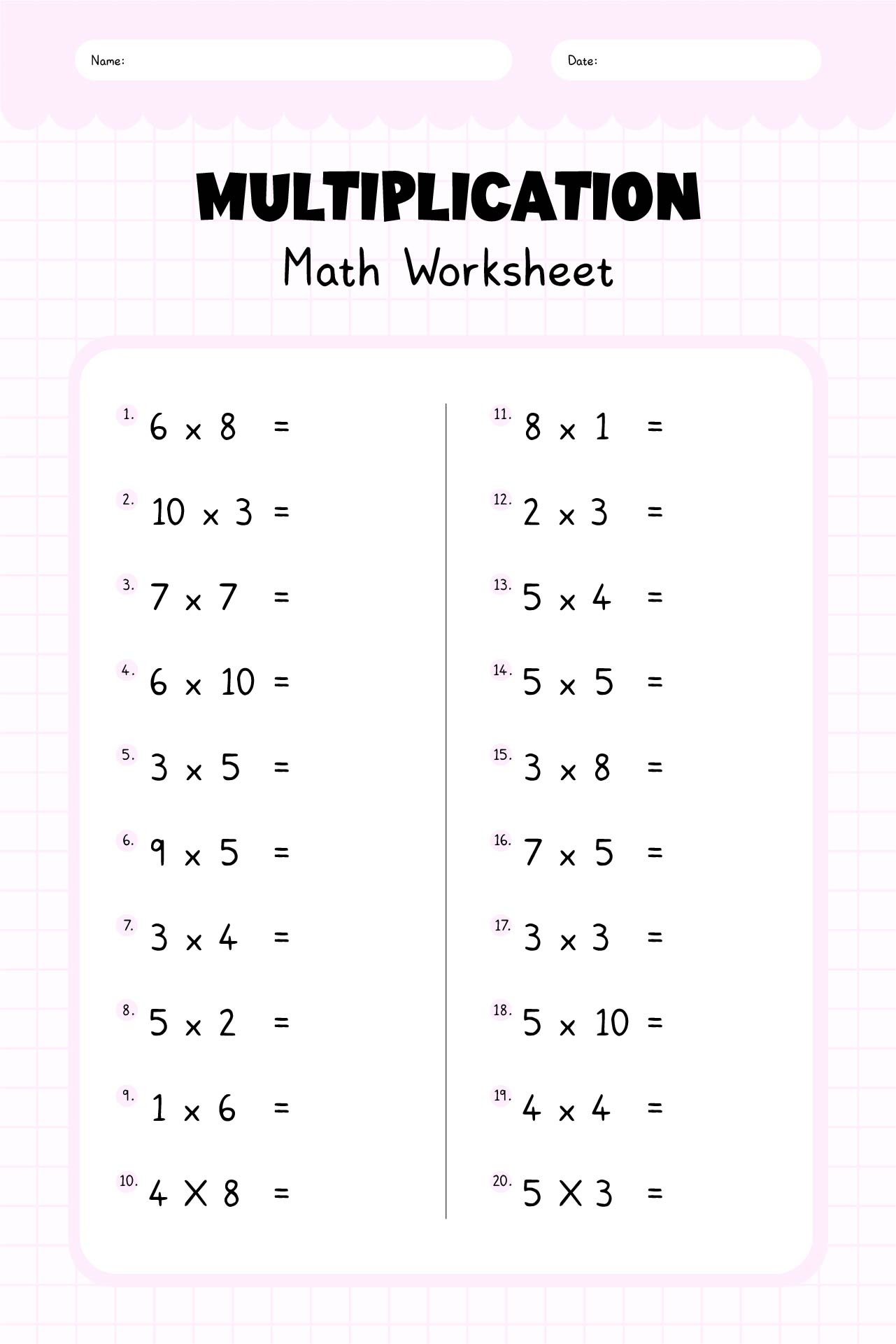 6 math worksheets printable 3rd grade