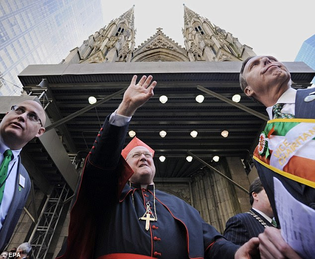 Appearance: Timothy Cardinal Dolan, Archbishop of New York made that appearance stepping out of the cathedral waving to the crowds
