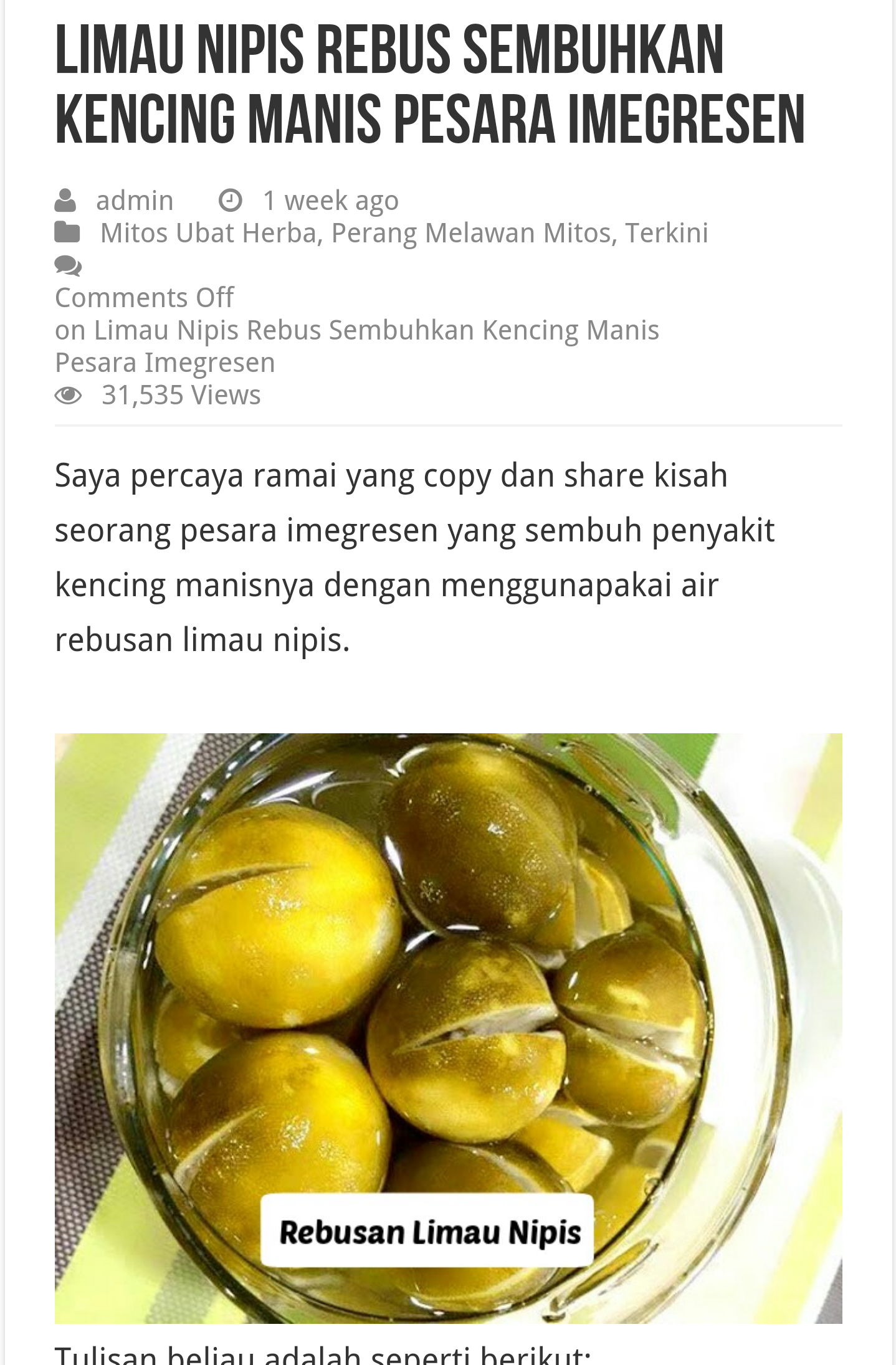 Ubat Kencing X Lawas  Contoh KR