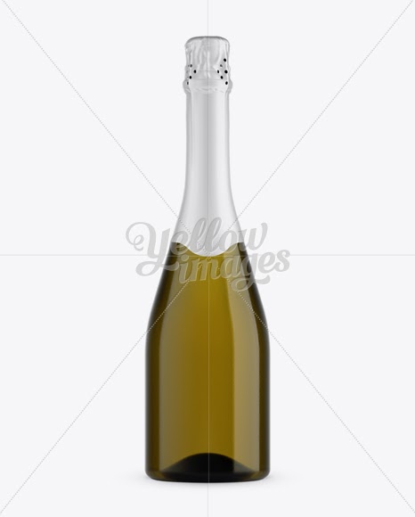 Download Download Antique Green Glass Champagne Bottle Mockup - Front View PSD