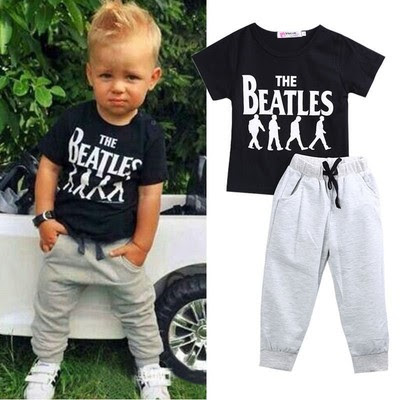 2PCS Toddler Baby Boy Kids Casual Clothes Tshirt Tops Long Pants Trousers Set On Line