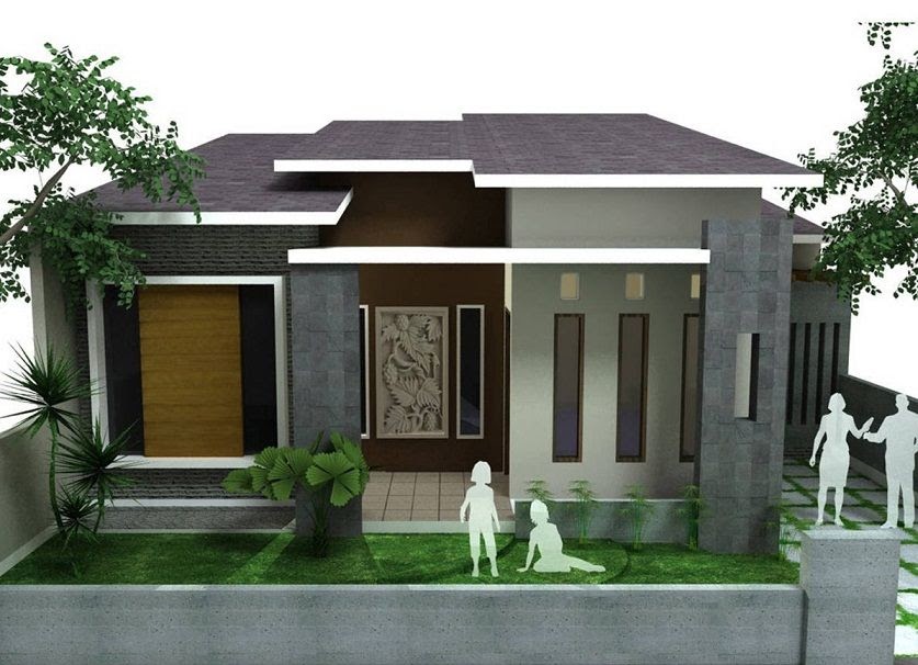 Desain Rumah  Dua Teras Depan  Dan  Samping  Denah  Rumah 