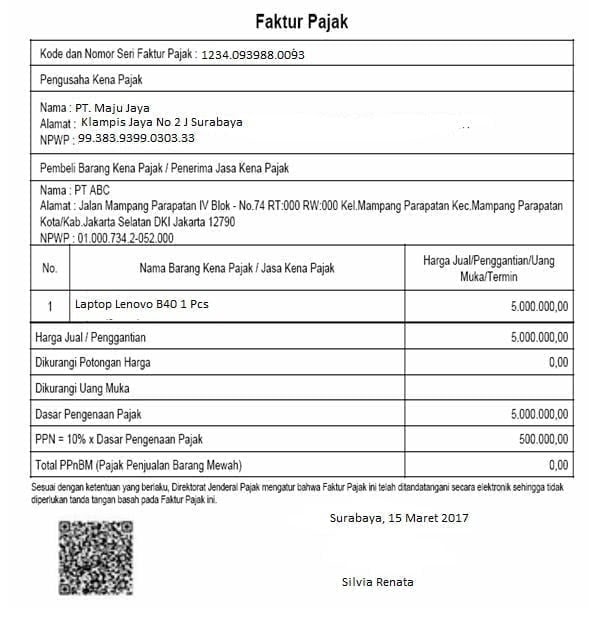 Contoh Form Faktur Pajak Penjualan - Contoh Slim