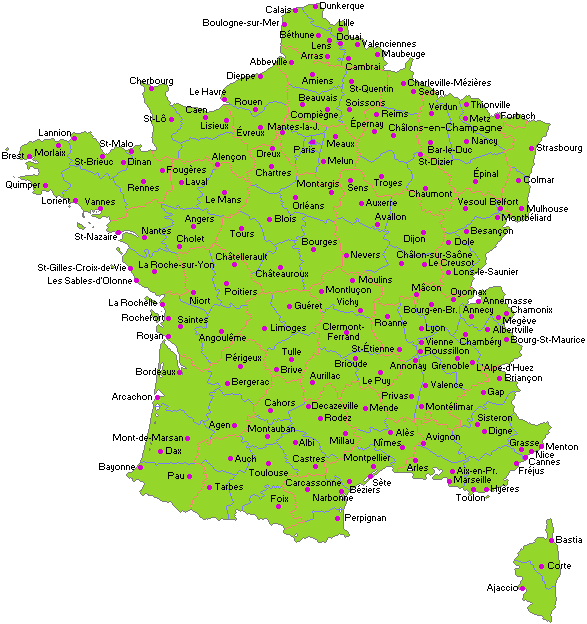 Carte de france à imprimer gratuitement. Carte De France Departements Regions Villes Carte France
