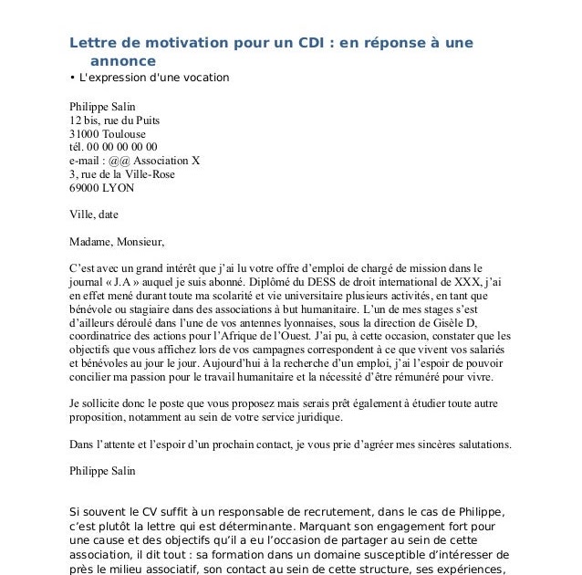 Lettre De Motivation Responsable Service Juridique