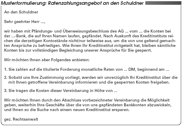 Musterbrief Ratenzahlung Aussetzen
