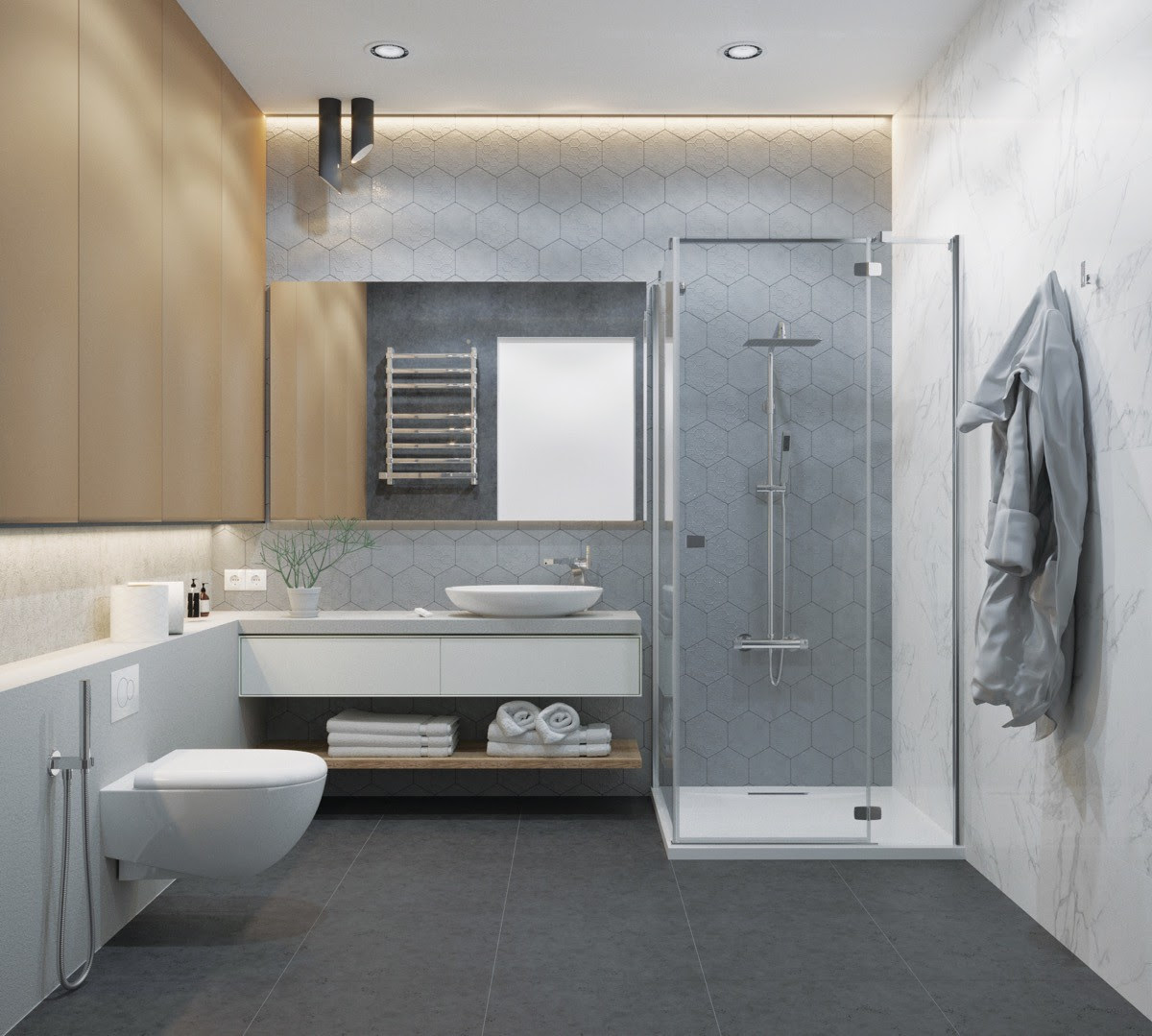 Adding a striking blue into your gray bathroom is an option when looking for a strong contrast. 36 Modern Grey White Bathrooms That Relax Mind Body Soul