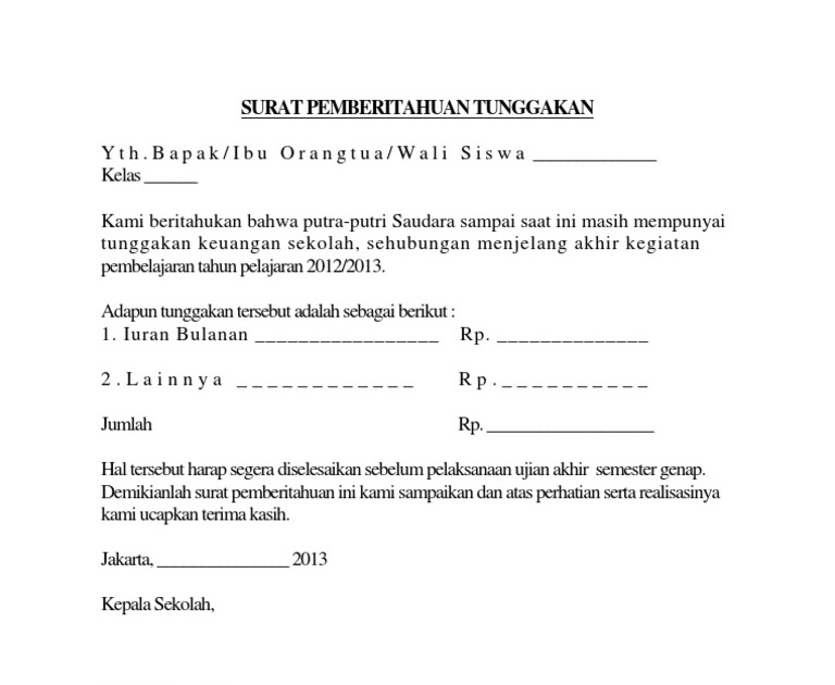 Contoh Surat Pemberitahuan Iuran Bulanan Rt Kumpulan Surat Penting