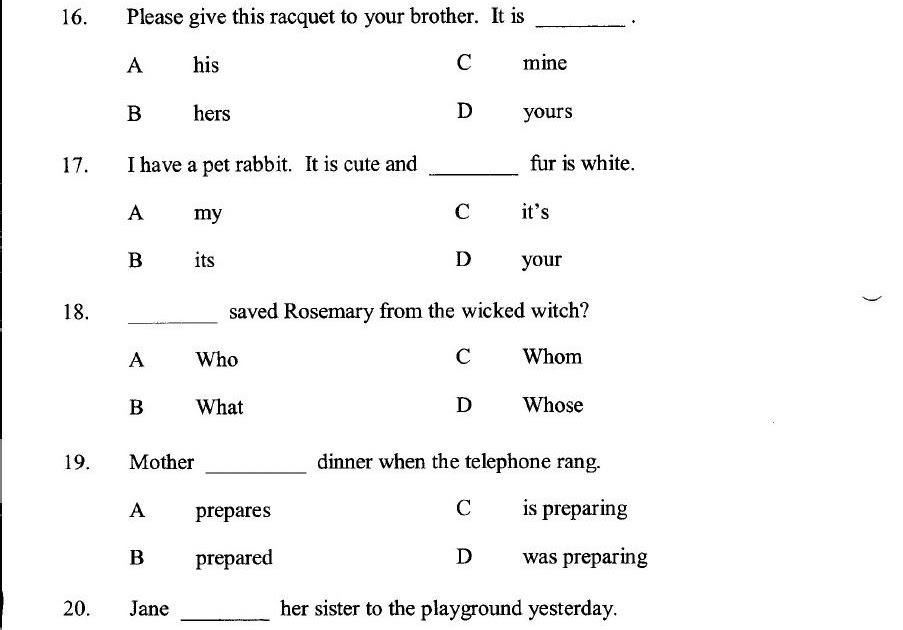 Soalan Grammar Bahasa Inggeris Tahun 6 - Lamaran T