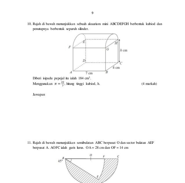 Soalan Matematik Tingkatan 4 Isipadu - Sample Site e