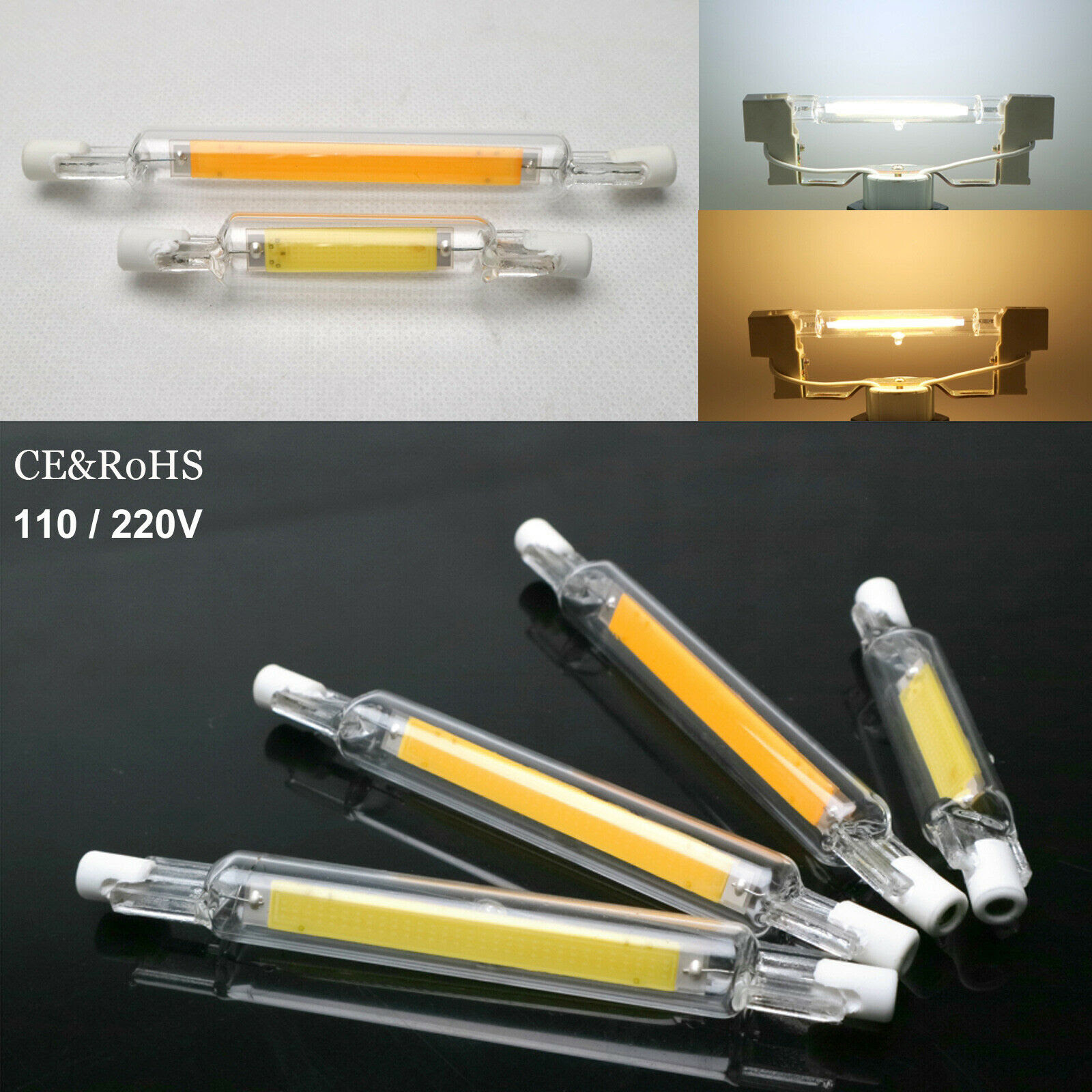 Luxvista r7s led bulb 5w r7s dimmable light bulb specification: Dimmable R7s Led Cob Tube Light Bulb Glass Ceramic 78 118mm 7w 15w Halogen Lamp Lamp Light Bulbs