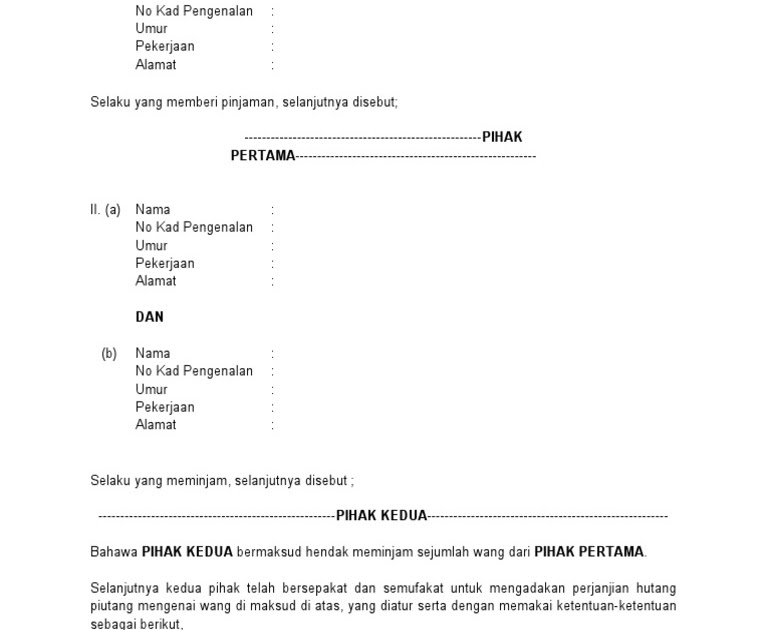 Format Surat Rasmi Pinjaman Wang - Rasmi H