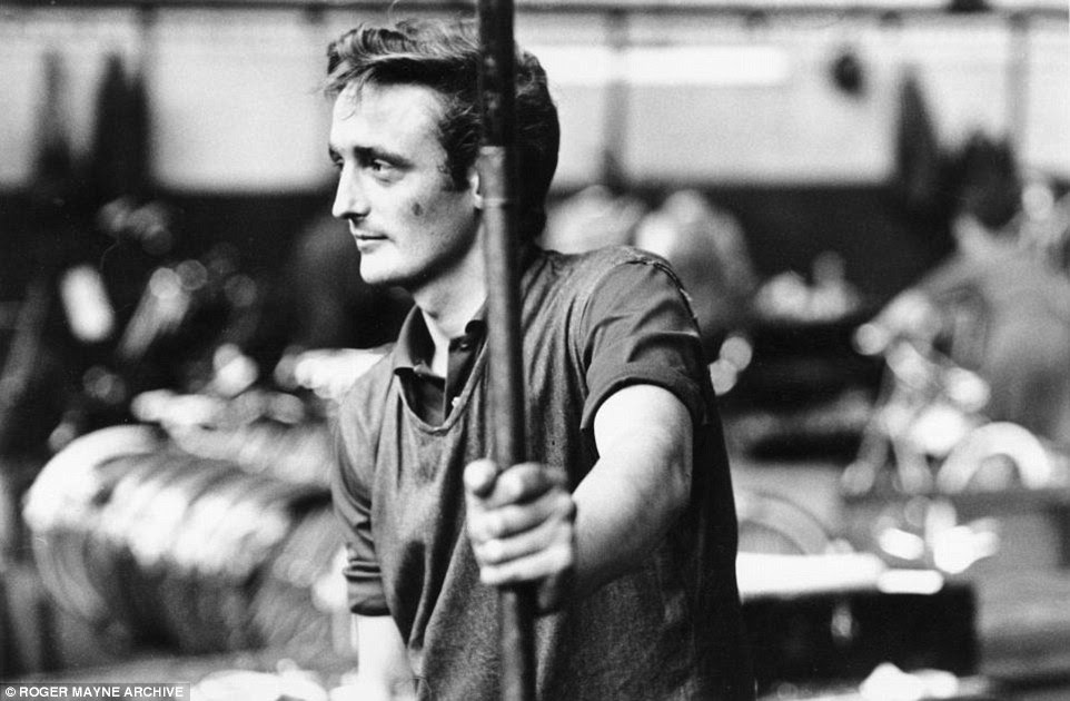 A worker at the Raleigh bicycle factory in Nottingham. The photographer embraced the dynamic setting and low lighting to create a series of dignified portraits. The factory became famous after it was featured in the 1960 film Saturday Night and Sunday Morning