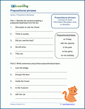 grammar preposition worksheets for grade 5 hrzus