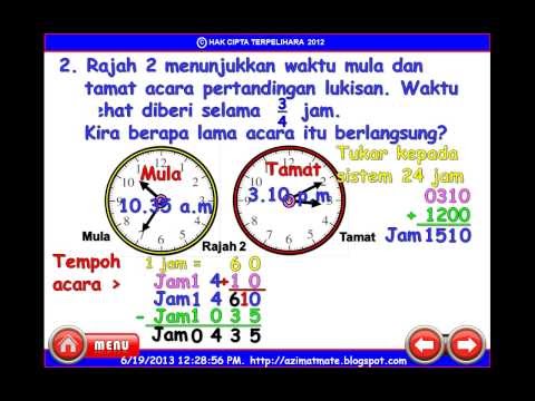 AZIMAT MATEMATIK: UPSR : KIRA TEMPOH MASA MELIBATKAN MASA 