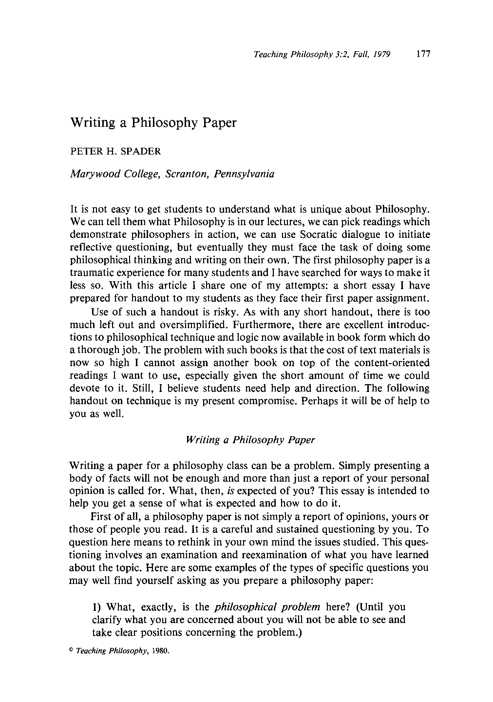 how to write a philosophy paper example