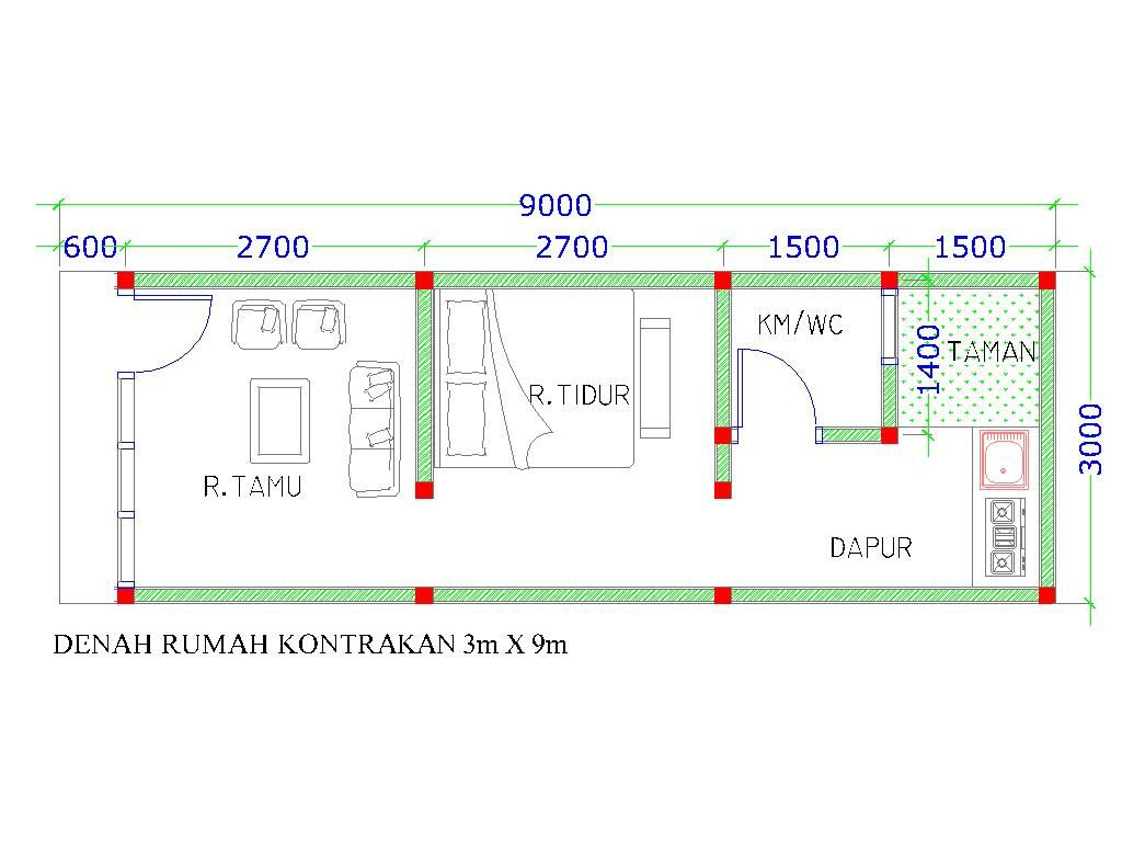 Desain Rumah  Kontrakan 4x8