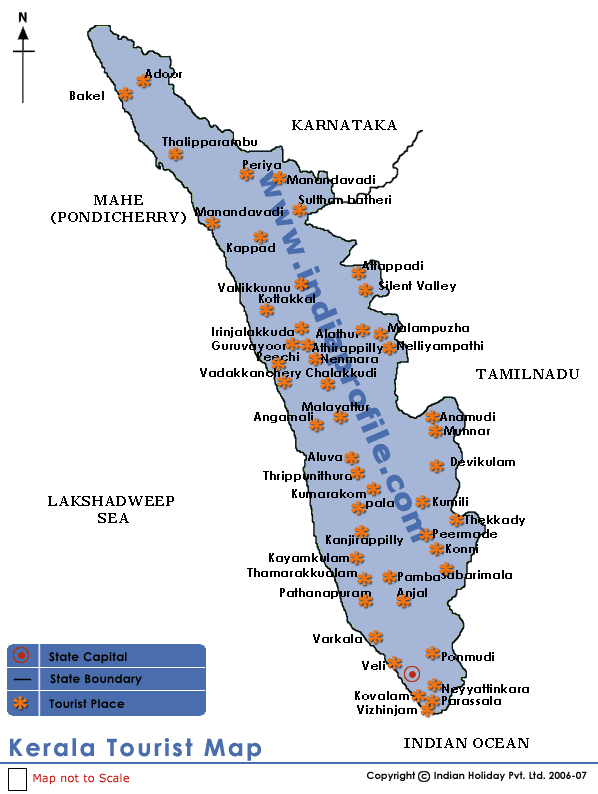 map of kerala with cities