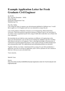 Sample Cover Letter For Mechanical Engineer Fresh Graduate Sample Cover Letter