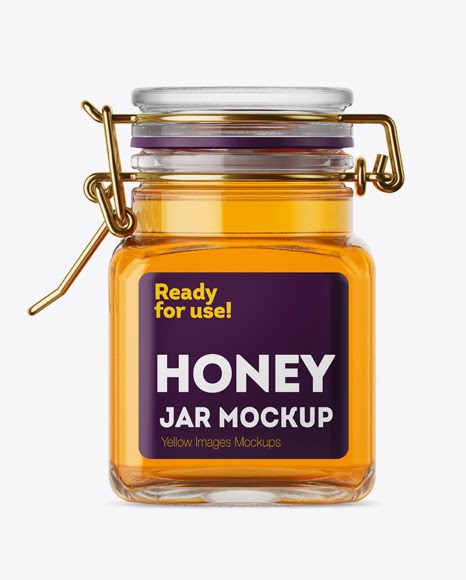 Download 100ml Glass Pure Honey Jar w/ Clamp Lid Mockup Jar Mockups ...
