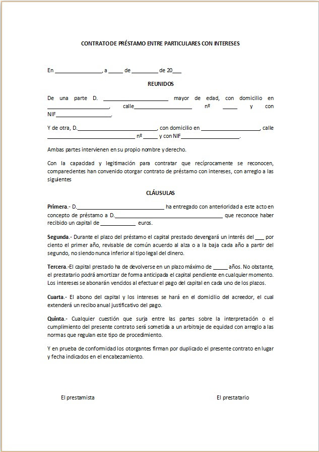 Formato Contrato De Credito Refaccionario Ejemplo
