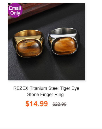 REZEX Titanium Steel Tiger Eye Stone Finger Ring