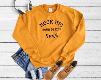 Download 18000 Gildan Sweatshirt Adult, Orange Unisex sweatshirt ...