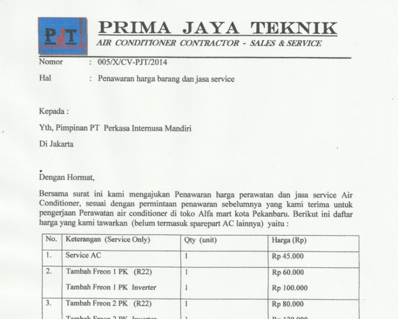 Contoh Surat Penawaran Barang / Contoh Surat Niaga