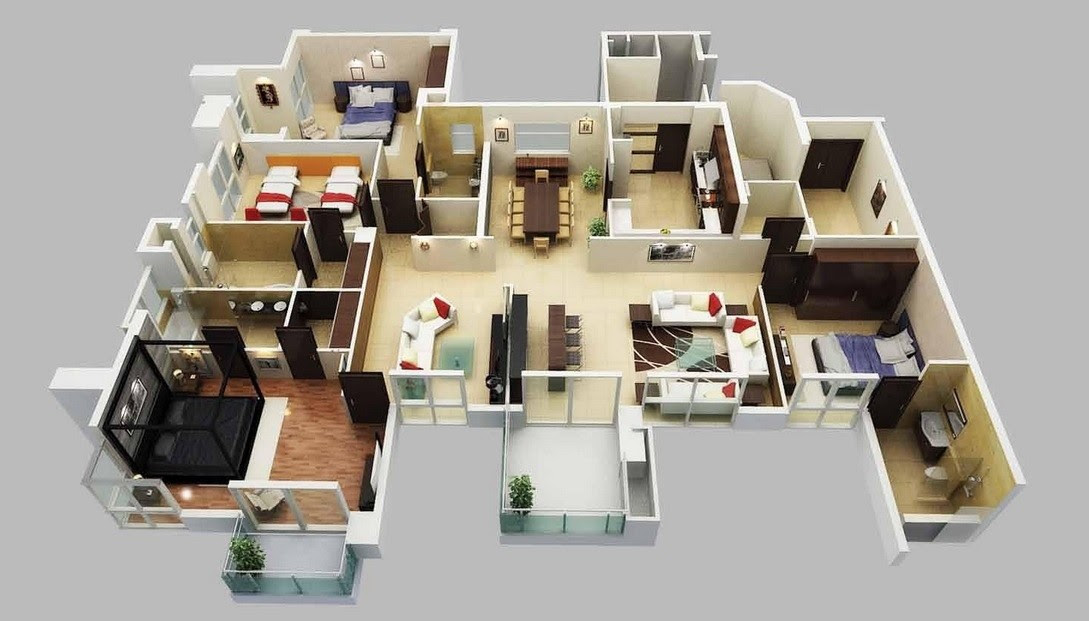 Family House 2 Storey 5 Bedroom House Plans 3d House Storey