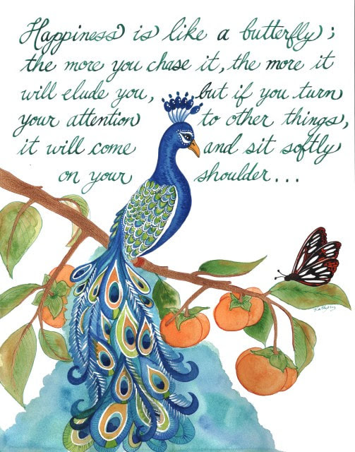Fortune furball, it is a reference to furrball from tiny toon adventures, who is a cat known for having extreme bad luck and misfortune. Kblossoms Peacock Persimmon Branch Happiness Quote Watercolor Poster Print